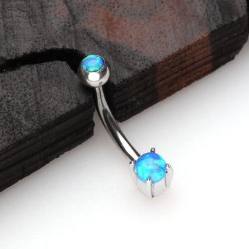 Detail View 1 of Pristine Fire Opal Sparkles Internally Threaded Curved Barbell-Blue
